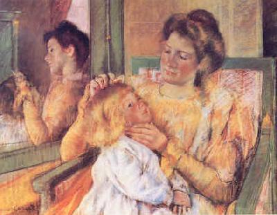 Mary Cassatt Woman Combing her Child's Hair oil painting image